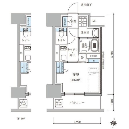 瑞穂区役所駅 徒歩1分 5階の物件間取画像